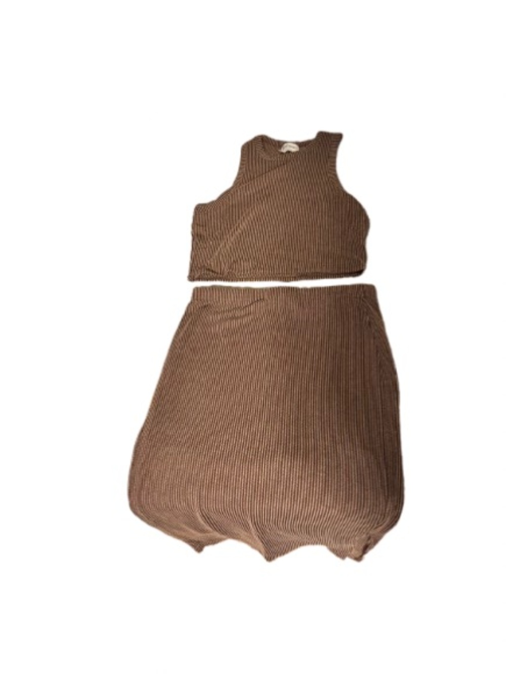 No Boundaries Brown Ribbed 2-Piece Skirt and Cropped Tank-Size XL